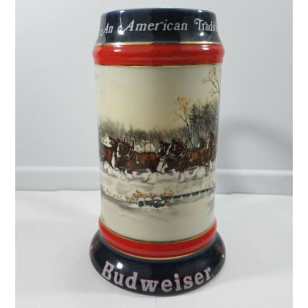 Anheuser Busch Budweiser Stein Beer Mug Bud Clydesdale 1990 Vintage Vtg